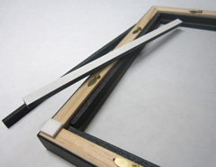 Shadow box with frame spacers, turn buttons