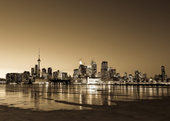 A unique sunset view of the Toronto, Ontario skyline